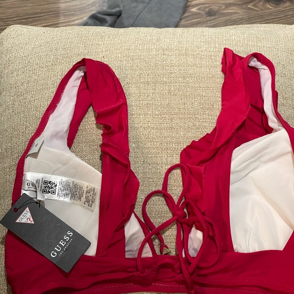 GUESS Raspberry Red Ruffle Bikini Top - Picture 8 of 10